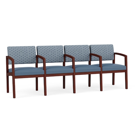 Lesro Lenox Wood 4 Seat Tandem Seating Wood Frame, Mahogany, RS Rain Song Back, MD Titan Seat LW4103